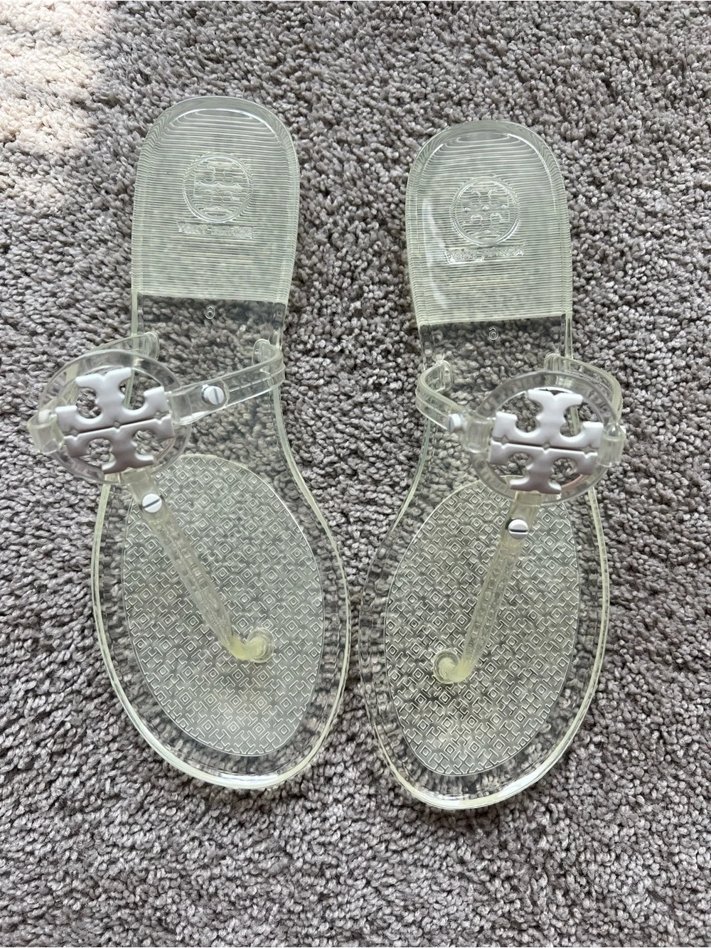 Tory Burch Transparent Jelly Miller Logo Thong Sandals - Clear